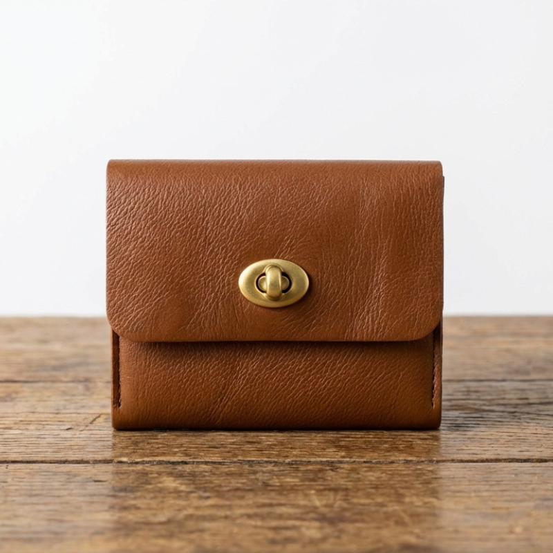 Billetera de mujer minimalista en marrón