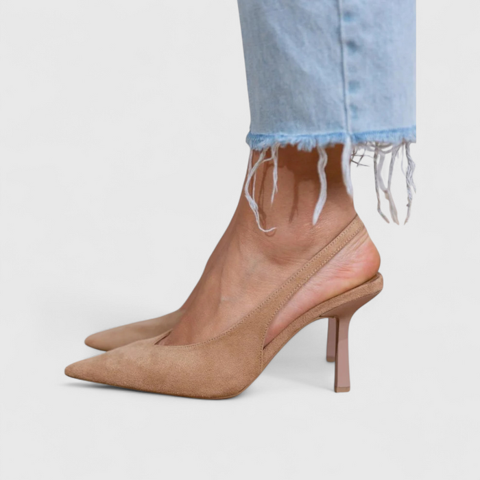 Tacones slingback mujer ante puntera fina tacón kitten elegante oficina casual