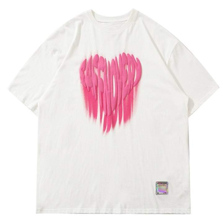 Camiseta WLS Estampado Graffiti Love Cuello Redondo Algodón Suave