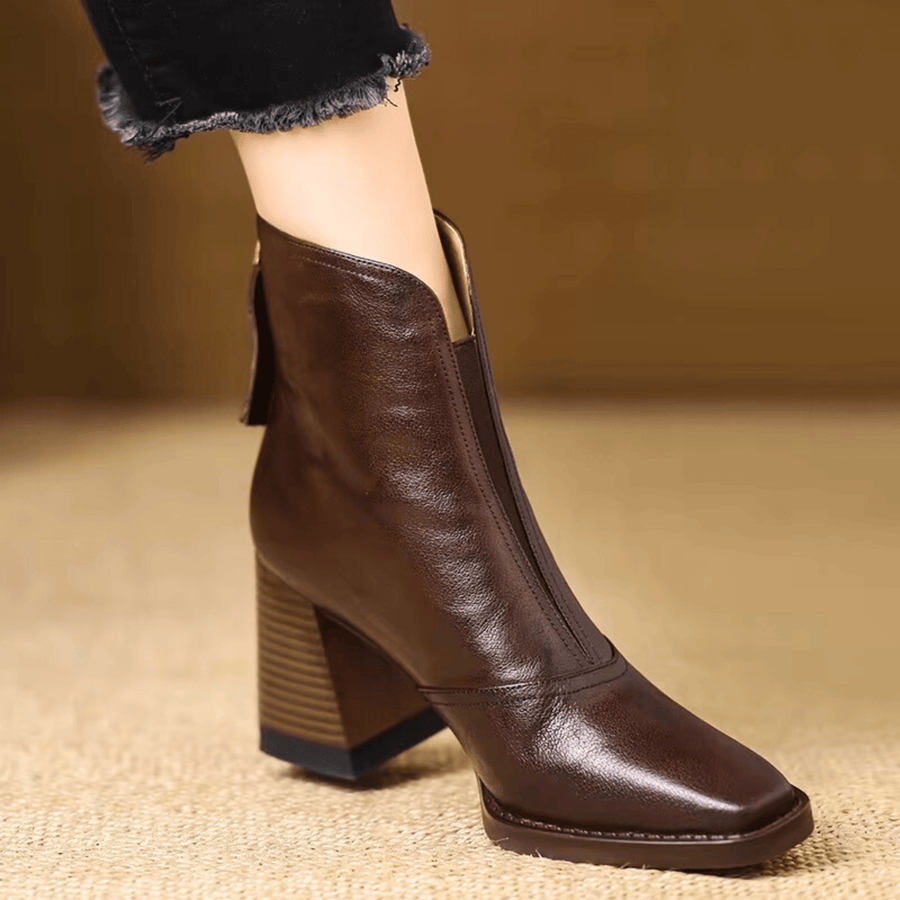 Bottines femme à talon large et zip – style urbain élégant